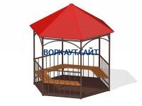 Беседка с лавками и полом МАФ 4122 в Новосибирске Беседка с лавками и полом МАФ 4122 в Новосибирске