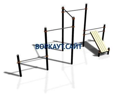 Воркаут комплекс разноуровневых турников со скамьей для пресса ВС-37 в Новосибирске