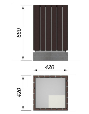 Урна деревянная квадратная с бетонным основанием МАФ 1633 в Новосибирске