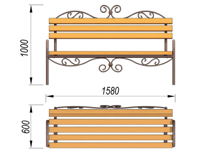 Лавочка кованная МАФ 1606 в Новосибирске