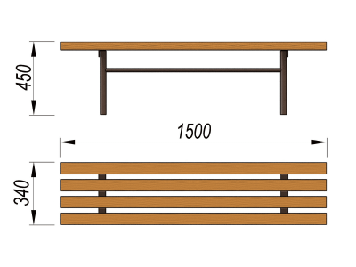 Лавочка без спинки МАФ 1601 в Новосибирске