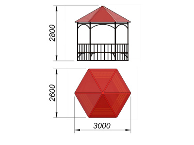 Беседка с лавками и полом МАФ 4122 в Новосибирске