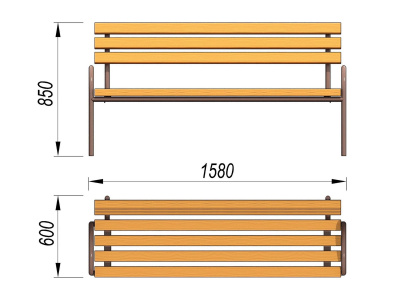 Парковая лавочка со спинкой МАФ 1605 в Новосибирске