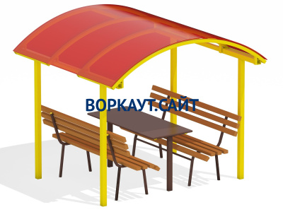 Стол и лавки под навесом МАФ 4005 в Новосибирске