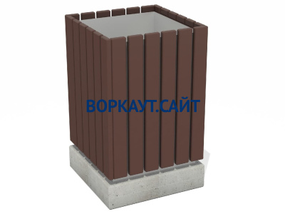 Урна деревянная квадратная с бетонным основанием МАФ 1633 в Новосибирске